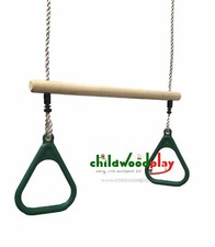 kids trapeze Bar With Gym Rings Ideal For Swing Sets Climbing  Frames Green