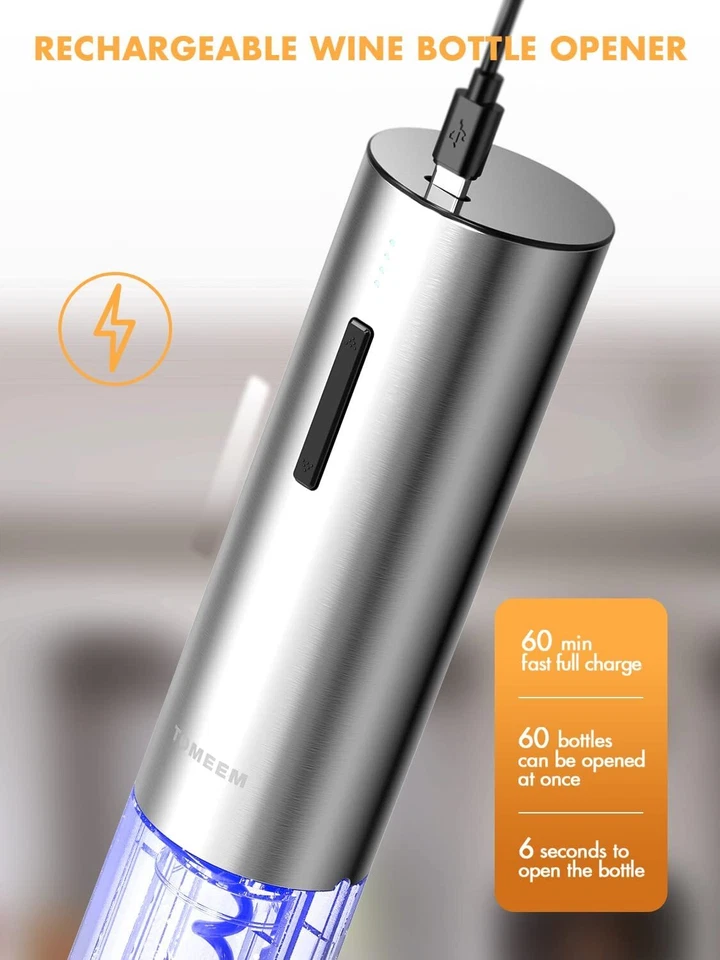 Electric Wine Opener Set Corkscrews with Foil Cutter Wine Opener Rechargeable - Image 3 of 4