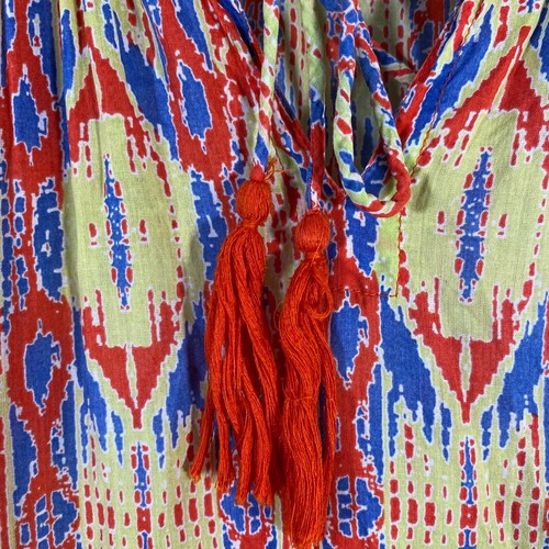 Naudic Dress Womens M Red Blue Shift Ruffles Midi Boho Gypsy Colourful Ladies - Picture 4 of 12