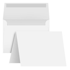 A1 Greeting Cards Set 4 7/8 x 3 3/8" Blank White Cards Envelopes Set of 50