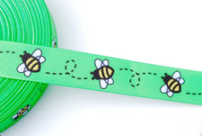 7/8" Green Bee Grosgrain Ribbon By the Yard  Ribbon by the Yard  Craft Ribbon