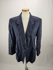 Jones New York Women's Blue Linen Blazer Jacket 10