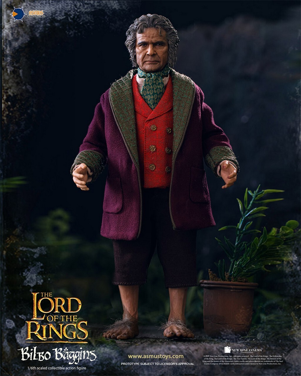 Sideshow Asmus Toys 1/6 El Señor De Los Anillos Bilbo Bolsón 20 CM NUEVO