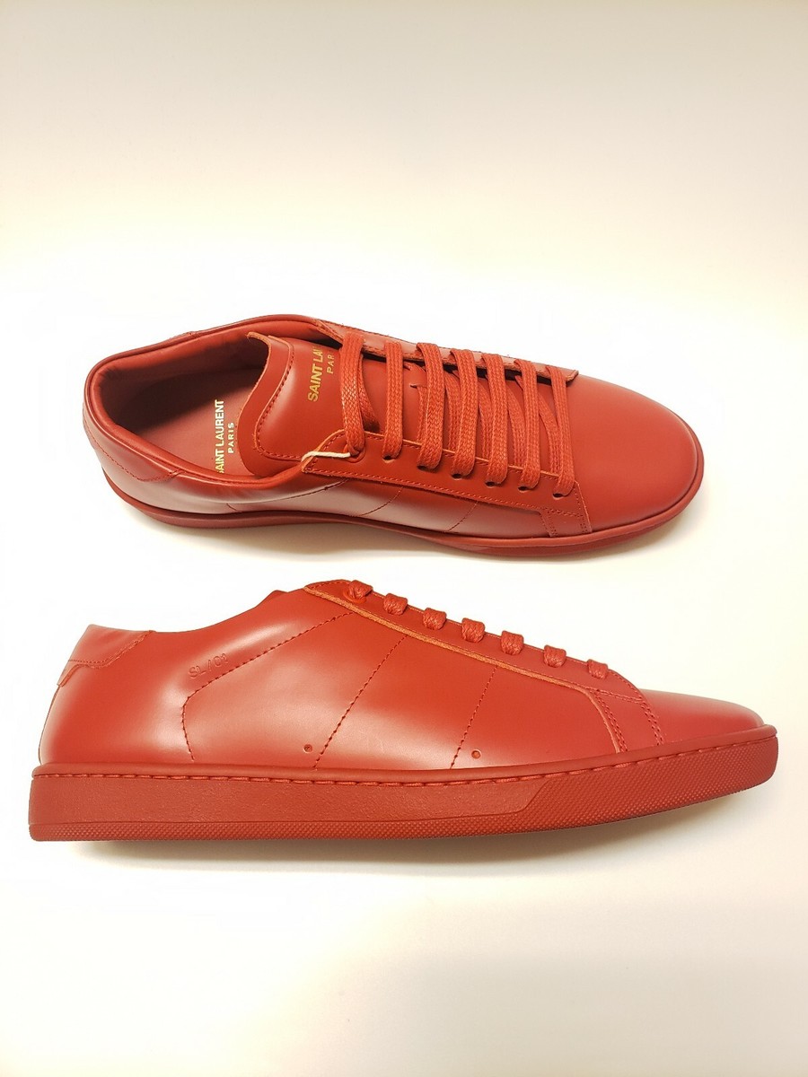 Saint Laurent Paris SL/01 Court Classic Red Low Top Sneakers, Sz