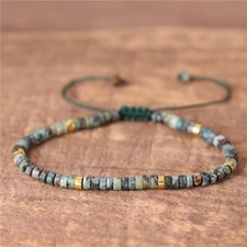 Natural African Turquoise Stone Bracelet Green Gemstone Bracelet Adjustable