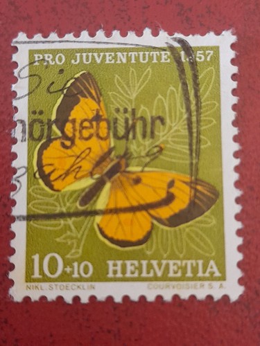 1957 Schweiz Helvetia Pro Juventute Schmetterlinge Edusa Nr. 598 Cent. 10 + 10 us