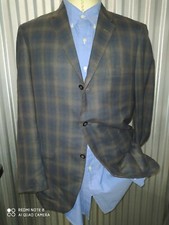 42R Vintage 50s 60s Sears brown blue Tartan Plaid Wool Blazer Spport Coat Jacket