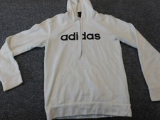 Adidas Hoodie Womens Small White logo pullover classic stretch