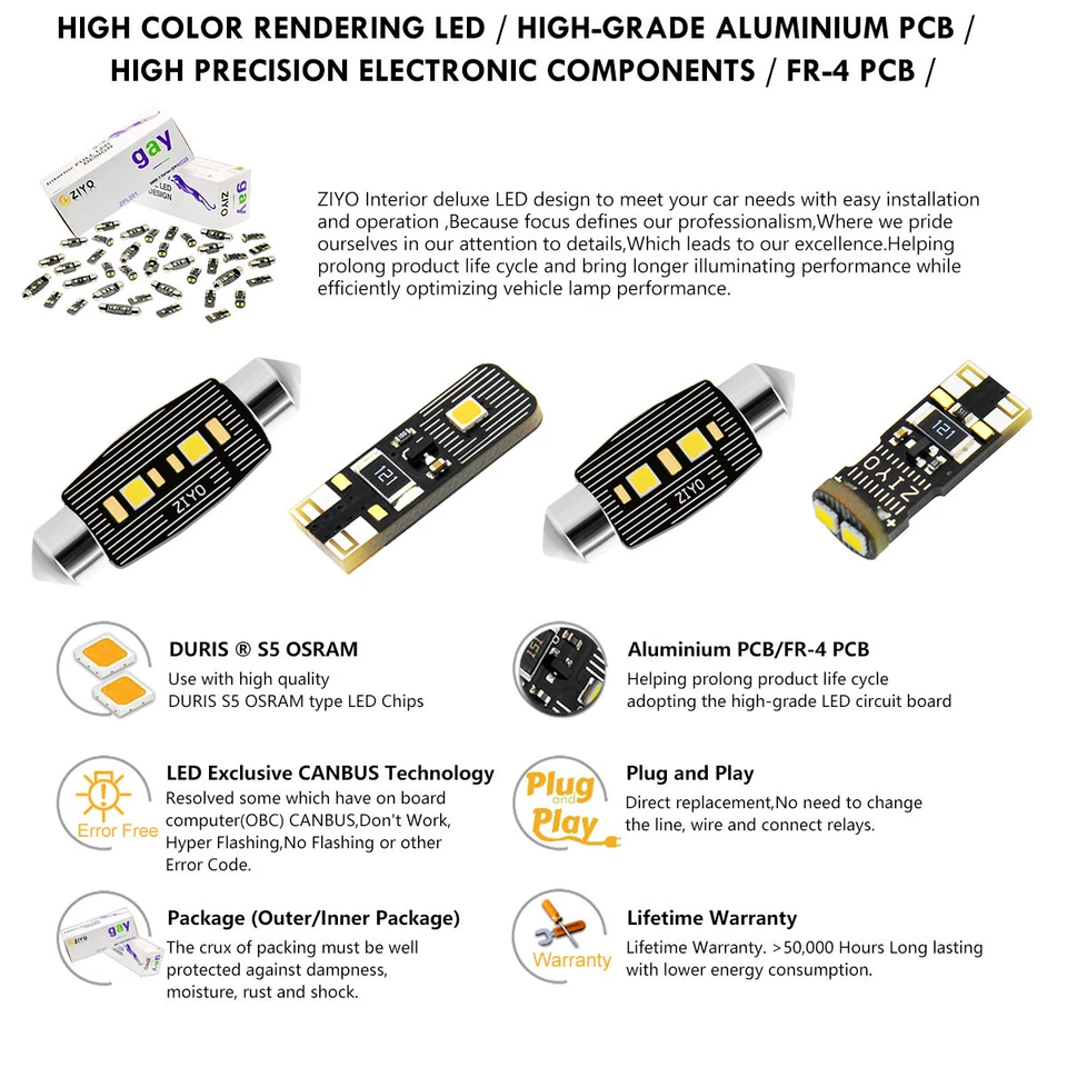Kit de actualización de luz interior LED de 14 piezas para Porsche 987 Boxster bombillas blancas Foto 3 de 4