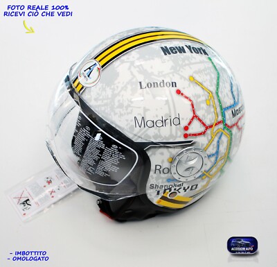 Casco uomo Scooter Jet Moto con Visiera Taglia S colori Grigio Giallo Caschi  per | eBay
