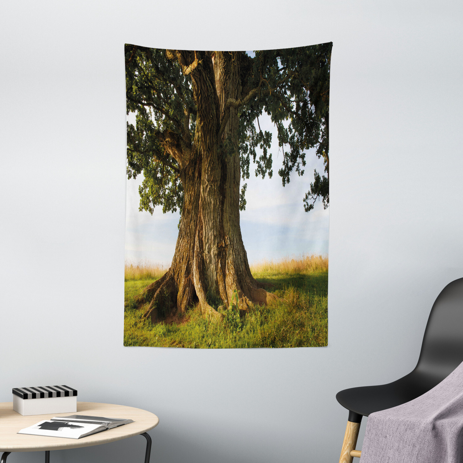 Tree Tapestry Majestic Oak Estonia Rural Print Wall Hanging Decor
