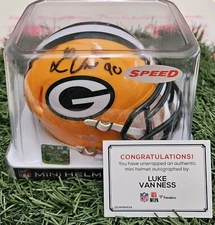Luke Van Ness Autographed Mini Helmet GB Packers Rookie Fanatics AUTHENTICATED