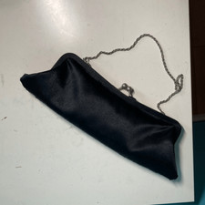 Vintage Mini Black Clutch Bag Removable Chain Handle  Optional Shoulder Strap