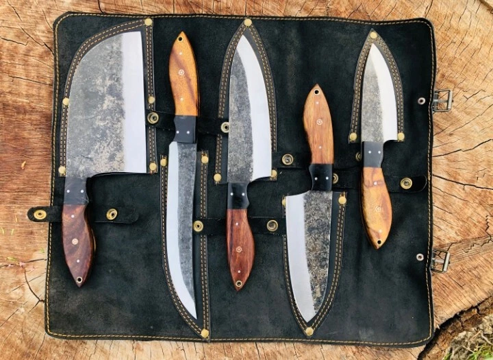 Handmade Damascus Steel Blade Chef Knives Set | Kitchen Knives Set | Chef Set