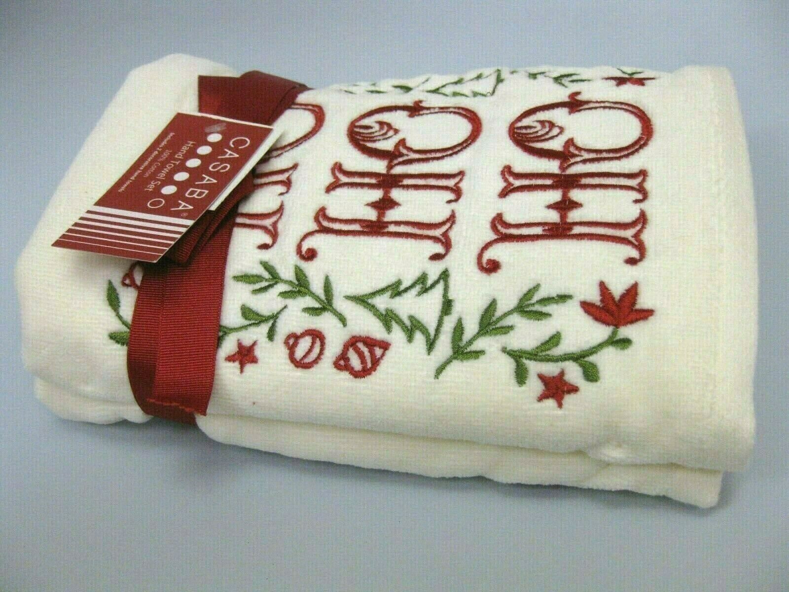 CASABA CHRISTMAS HO HO HO BATH HAND Towel Gift Set Embroidered
