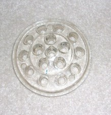 VINTAGE CLEAR CRYSTAL GLASS FLOWER FROG ESTATE 15 HOLE 30s 40s LIP RIM