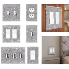 1 2 3 Gang Rhinestones Bling Duplex Toggle Outlet Rocker Switch Wall Plate Cover