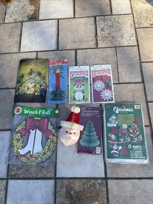 8CHRISTMAS BEISTLE EUREKA AMSCAN HALLMARK  PAPER HONEYCOMB CARDBOARD DECORATIONS