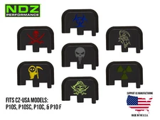 NDZ CZ P10 S SC C F Slide Cover Plate Aluminum Black Color Filled Skulls
