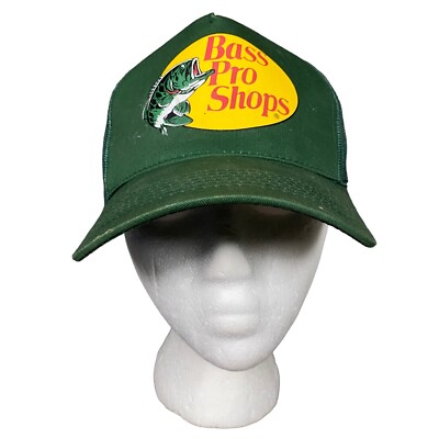 Vintage Bass Pro Shop Hat Forest Green Trucker Snapback Mesh