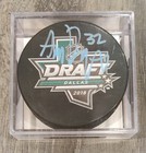 Adam Boqvist New York Islanders Jackets Signed 2018 NHL Draft Logo Hockey Puck — photo 1