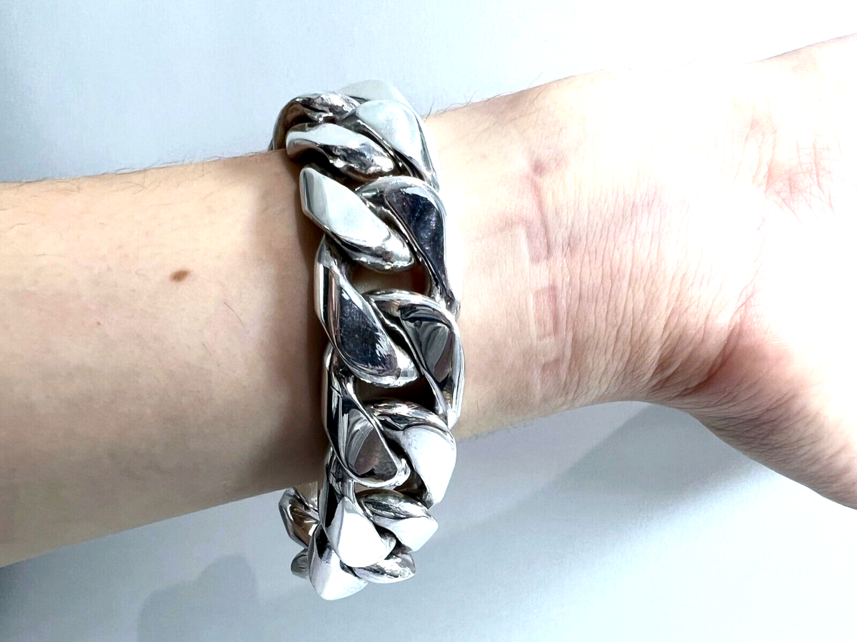 Heavy Taxco Mexico 925 Sterling Silver Curb Chain Bracelet Heavy Taxco Mexico 925 Sterling Silver Curb Chain Bracelet