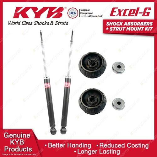 Pair Rear KYB Shock Absorbers + Strut Top Mount Kit for Nissan Micra ...