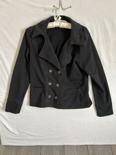 GUESS Black Double Breasted Knit Peacoat Jacket Womens Size L Y2K Style Blazer