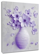 Purple Flower Wall Art for Bathroom Purple Cherry Blossom Floral Canvas Wall ...
