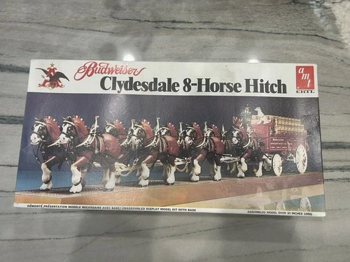 Vintage 1978 Budweiser Beer Clydesdale 8-Horse Hitch AMT Model Kit - Never Used!