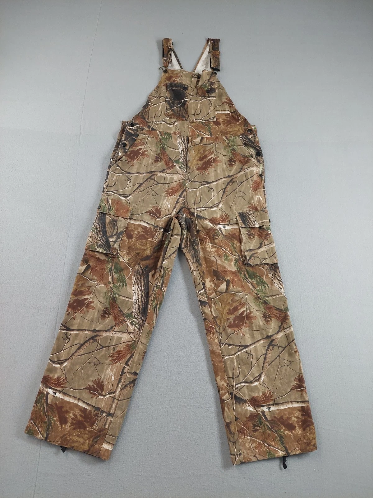 Realtree Men Overall L Brown CamoSraight Leg Pockets Hunting Outdoor Comfort Bib