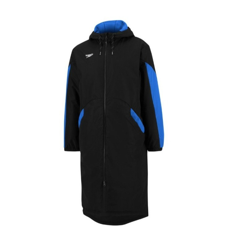 SPEEDO Jacket Adult Size L Parka Hoodie Insulated Fleece Lined Coat Black/Blue