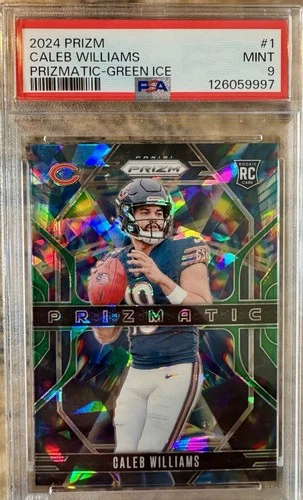 2024 Panini Prizm Prizmatic Caleb Williams #1 Green Ice Rookie Bears PSA 9