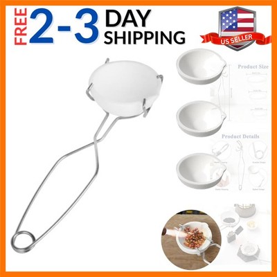 3 Pcs Ceramic Quartz Crucibles and 1 Pcs Handle Tongs Ceramic Crucible Bowl D...