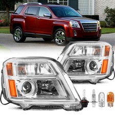 Headlight Assembly Terrain 2010-2015 Halogen Projector Pair Chrome Amber