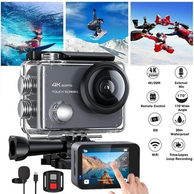 4K 60fps 20MP 2-Zoll-Bildschirm Action Cam Touchscreen Sport Kamaras 40M mit EIS