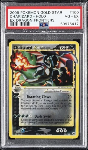 2006 POKEMON EX DRAGON FRONTIERS GOLD STAR #100 CHARIZARD-HOLO PSA 4