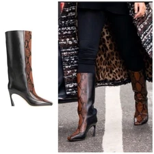 New Jimmy Choo Mabyn 85 Snake Embossed Leather Boots Size: 37.5 (US 7.5)