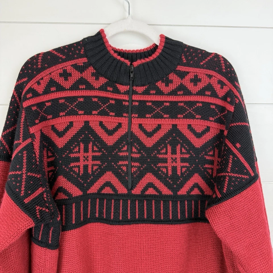 VTG 80s/90s Obermeyer Ski Sweater 1/2 Zip Apres Ski Wool Blend Men Large - Image 2 of 4