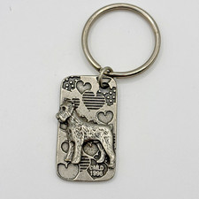 Vintage 1980's Pewter "Schnauzer Dog" Keychain "NEW OLD STOCK"