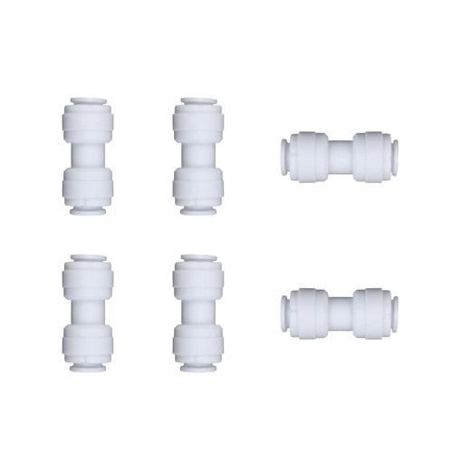 6 PCS White Plastic Union Connector 3/8 Inch OD x 3/8 Inch OD Push Connect