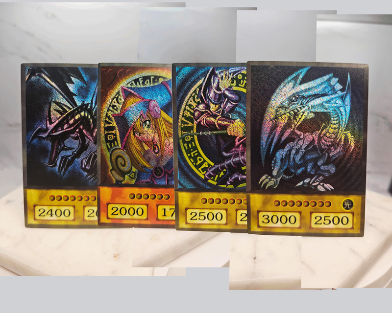 Anime Style Card Set: Blue-Eyes White Dragon + Dark Magician + Girl + Red-Eyes