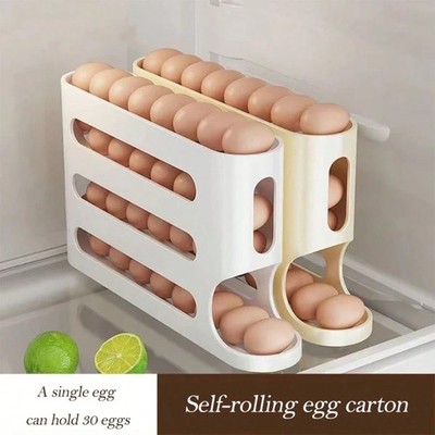 4 Tier Rolling Egg Dispenser Holder 28 Egg Storage Rack for Refrigerator Fridge