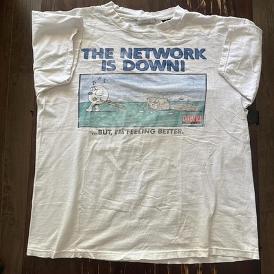 Dilbert Men's T-Shirt Large 90's Vintage Network Is Down Computer Graphic