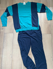 TCM Tchibo Schlafanzug Pyjama Gr. 48 / 50 dunkelblau mintgrün 100% Baumwolle