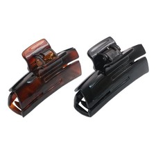 2-Pcs French Cutout Curve 3-1/4" Tortoise Shell Black Hair Claw Clips