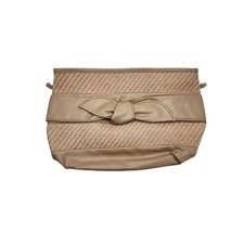 Borsa a tracolla vintage Ralfeaux Taiwan ROC beige marrone intrecciato paglia fiocco pochette