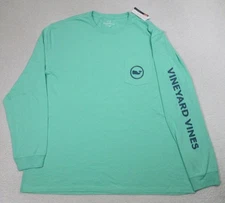 NWT Vineyard Vines Shirt Mens 2XL Green Foam Long Sleeve Whale Pocket Graphic