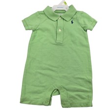 Ralph Lauren Baby Boys 6M Green Polo Romper Short Sleeve One Piece Outfit