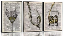 Bar Cart Wall Art Vintage Funky Champagne Glasses Poster Wall Decor Whiskey A...